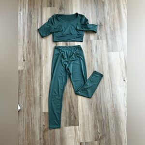 green long sleeve workout set. size medium